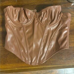 Urban Outfitters Brown Faux Leather Top